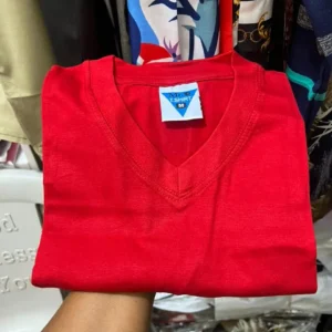 Plain 100% Cotton V-Neck T-Shirt - Image 4