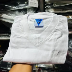 Plain 100% Cotton V-Neck T-Shirt - Image 3